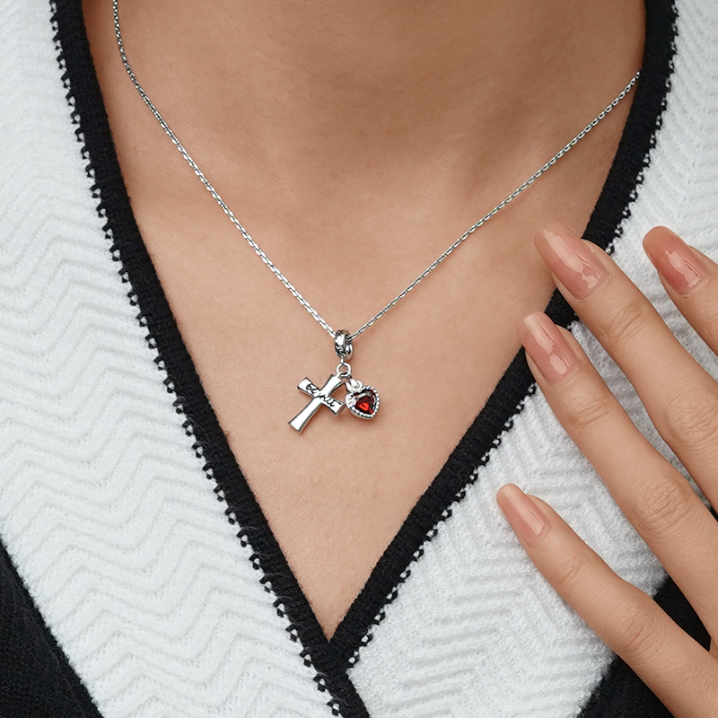 "Be still" Cross & Heart Pendant image number 6