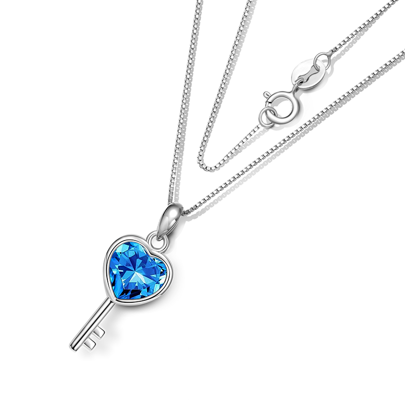 Blue Love Key Necklace image number 2