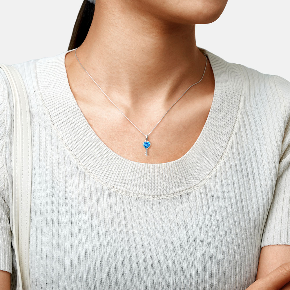 Blue Love Key Necklace image number 3
