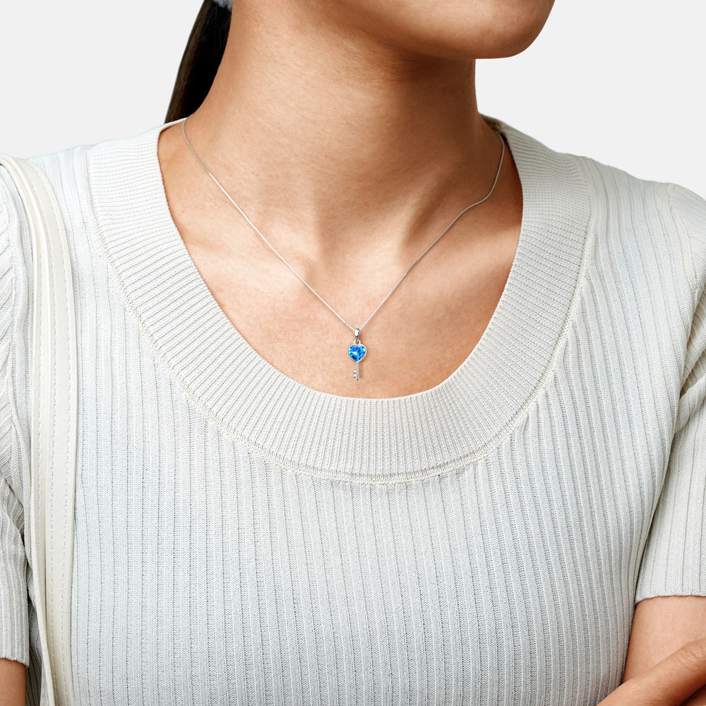 Blue Love Key Necklace image number 3