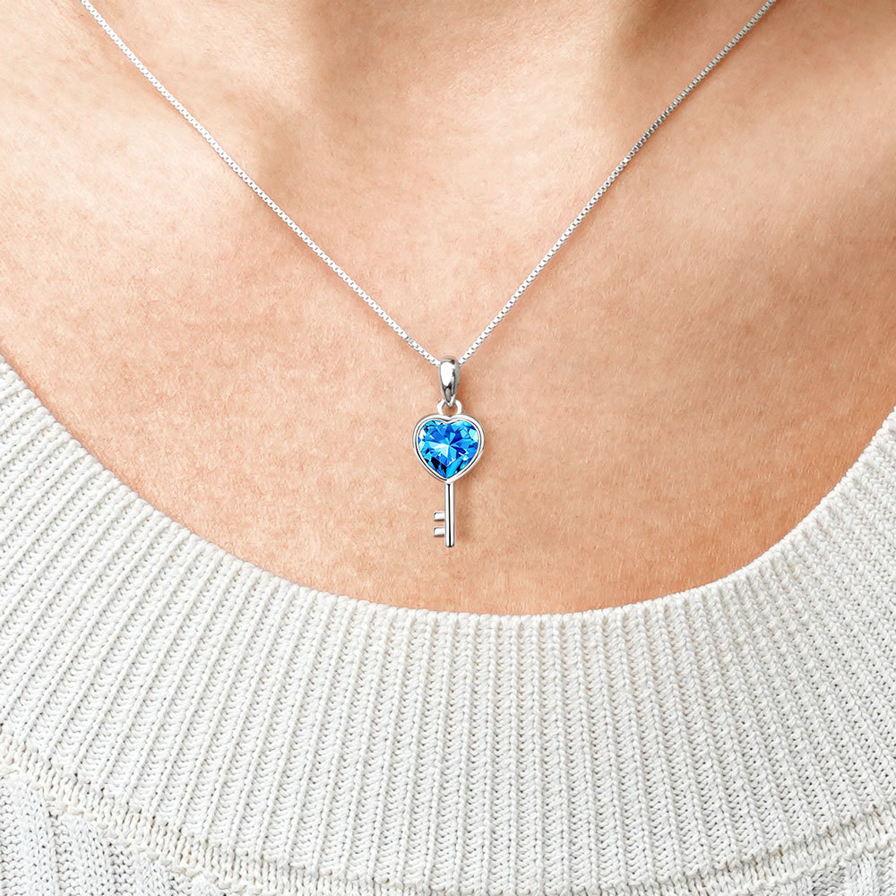 Blue Love Key Necklace image number 4