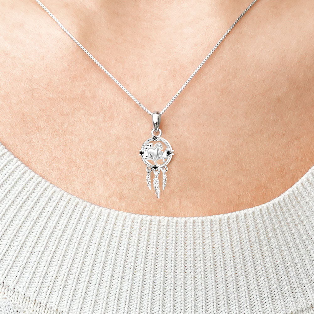 Horse Dream Catcher Necklace image number 4