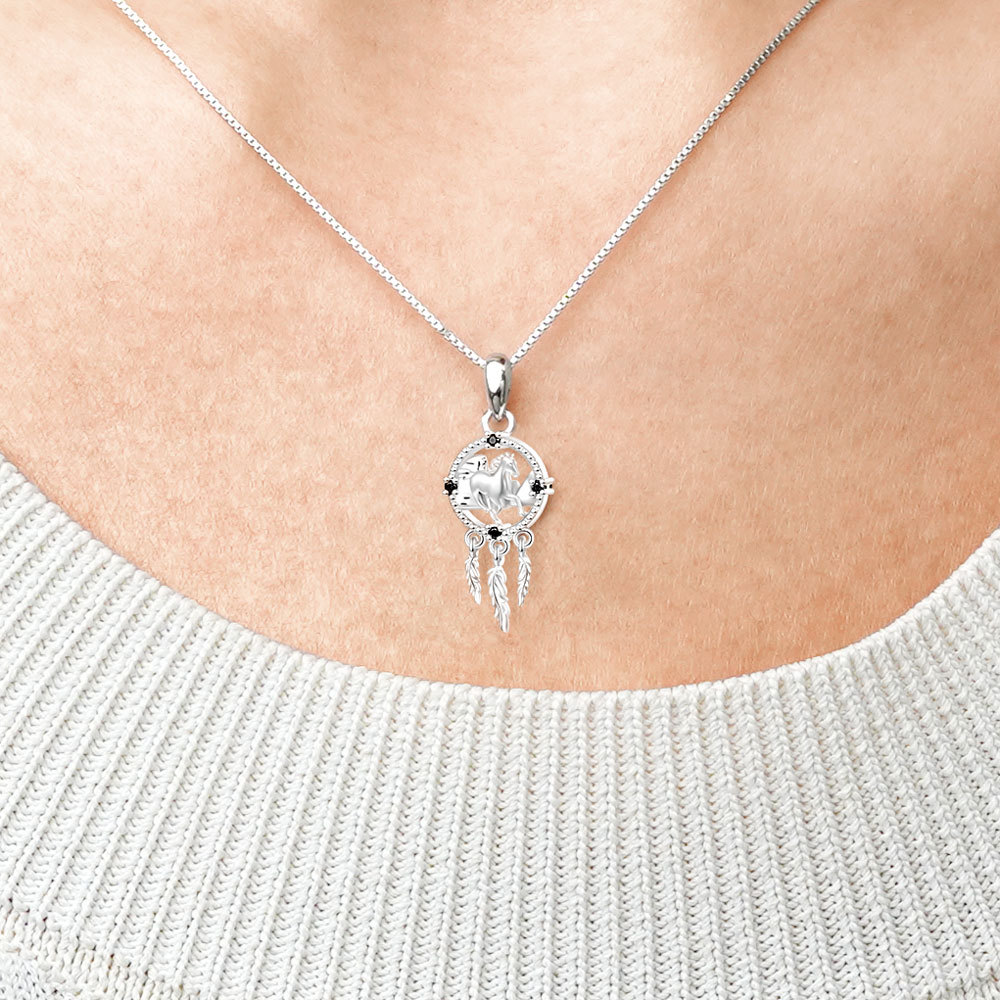Horse Dream Catcher Necklace image number 4