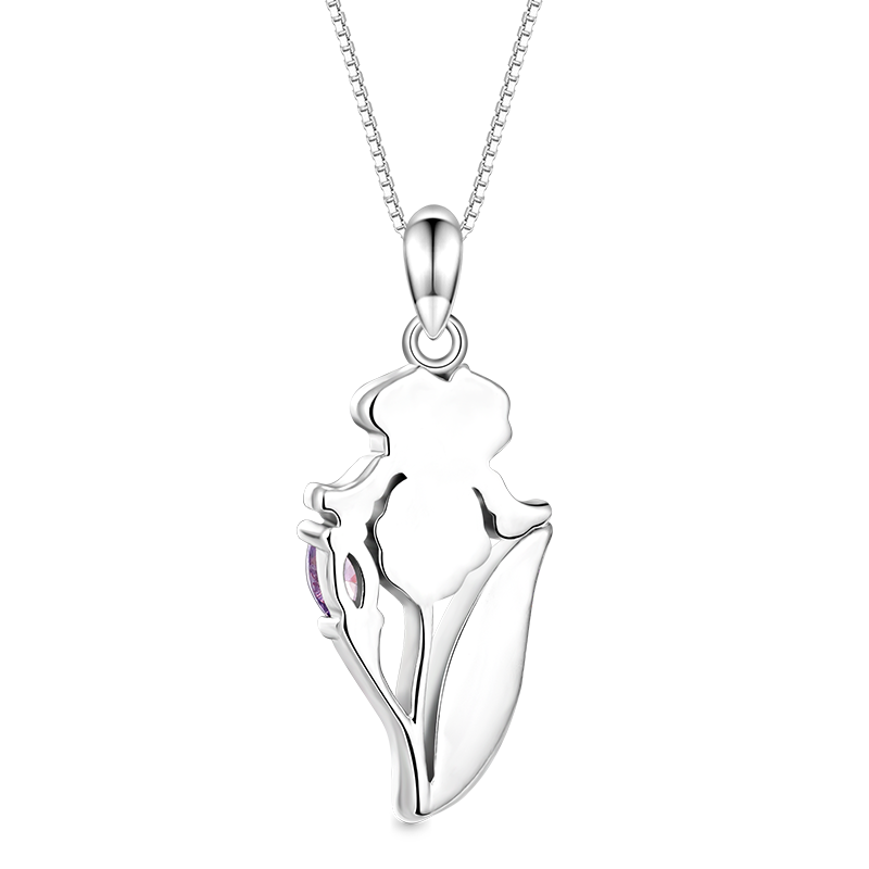 Purple Iris Flower Necklace image number 1