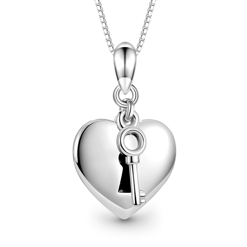 Engravable Heart & Key Necklace image number 0