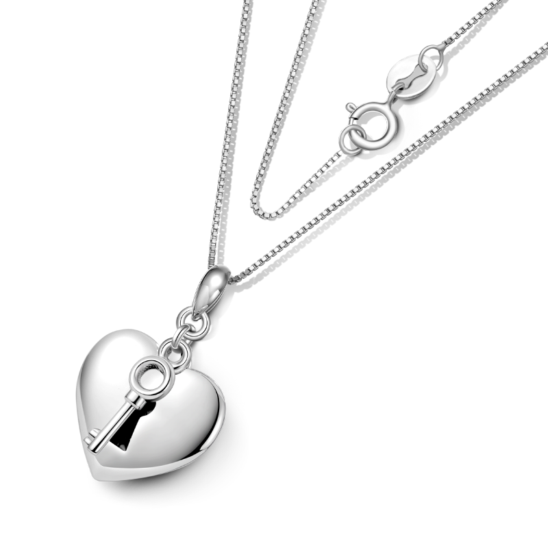 Engravable Heart & Key Necklace image number 2