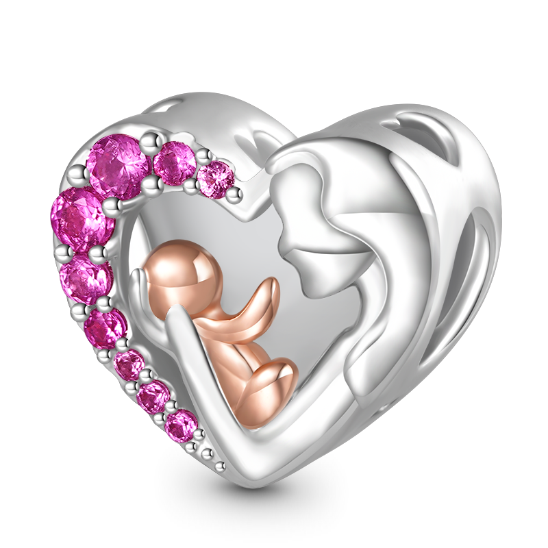 Mom&Baby Birthstone Engravable Charm image number 1