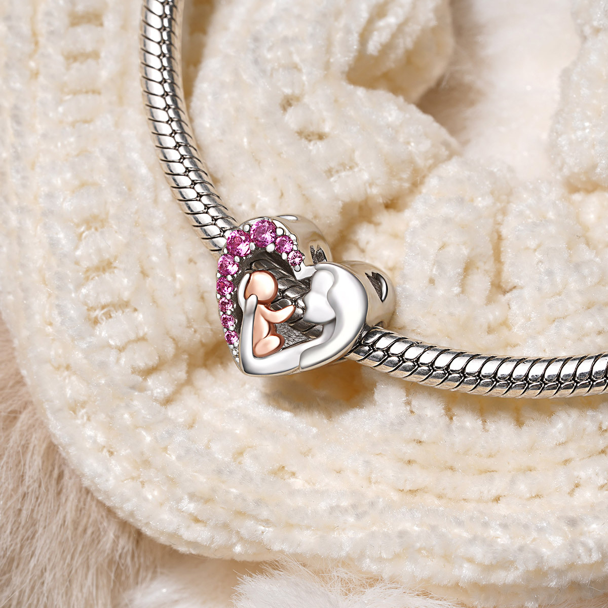 Mom&Baby Birthstone Engravable Charm image number 3