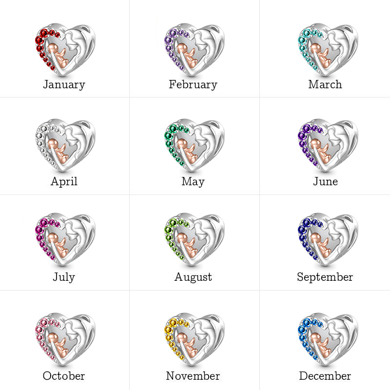 Mom&Baby Birthstone Engravable Charm image number 6