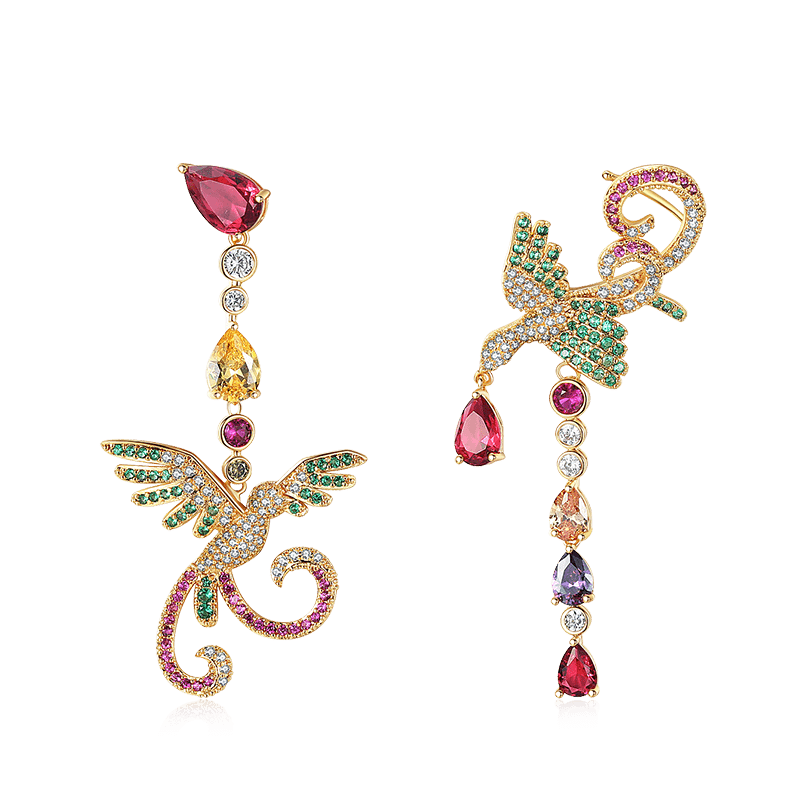 Asymmetrical Phoenix Earrings image number 0