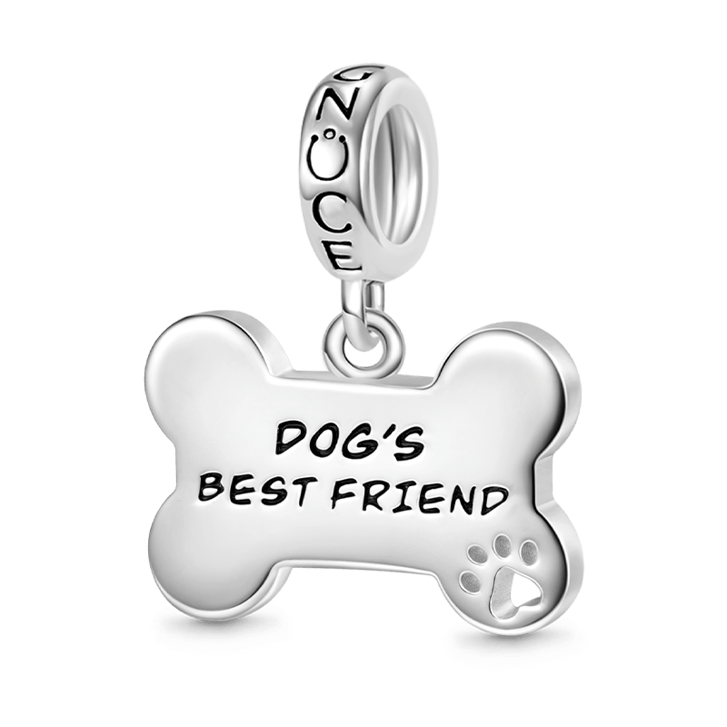 "Dog Loves Bone" Engravable Pendant image number 0