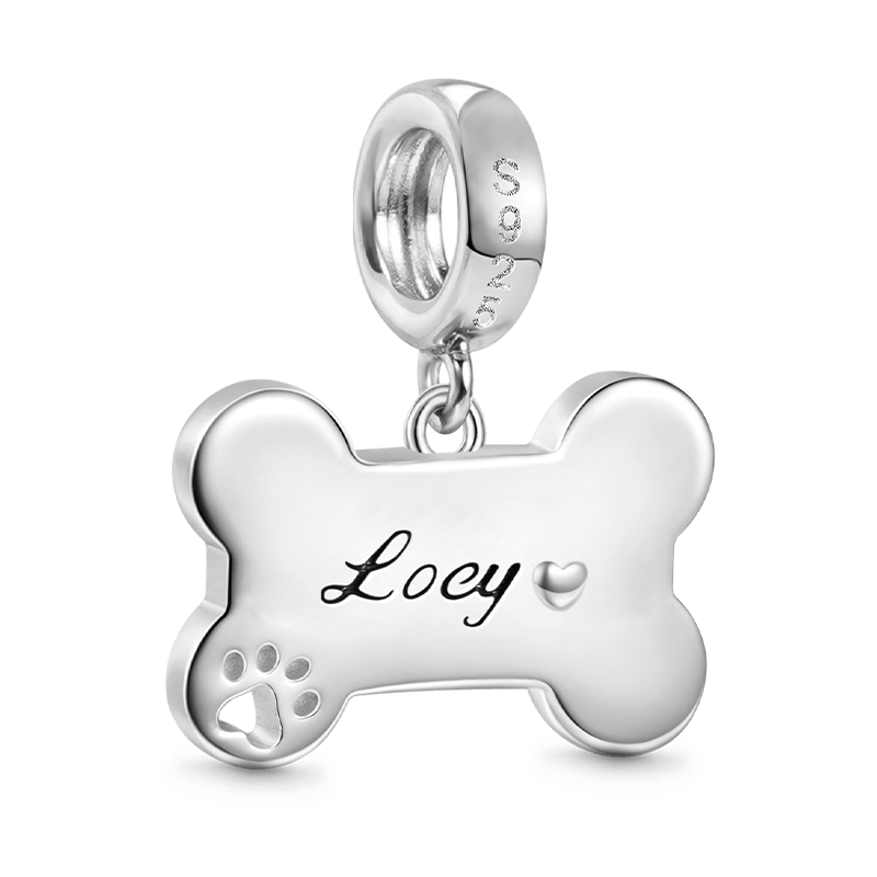 "Dog Loves Bone" Engravable Pendant image number 1
