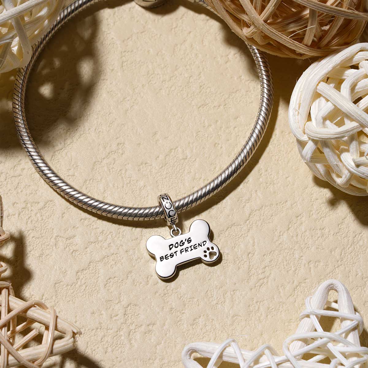 "Dog Loves Bone" Engravable Pendant image number 2