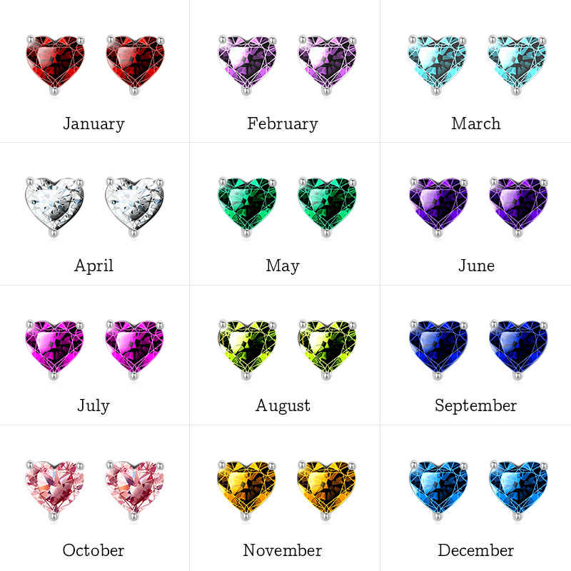 Birthstone Heart Stud Earrings image number 4