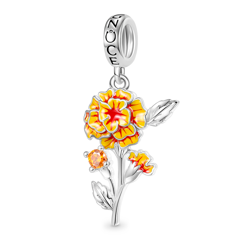 Oct.Birthday Flower Marigold Pendant image number 0