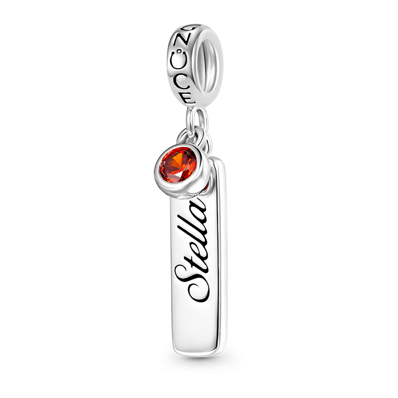 Bar Birthstone Engravable Pendant image number 1