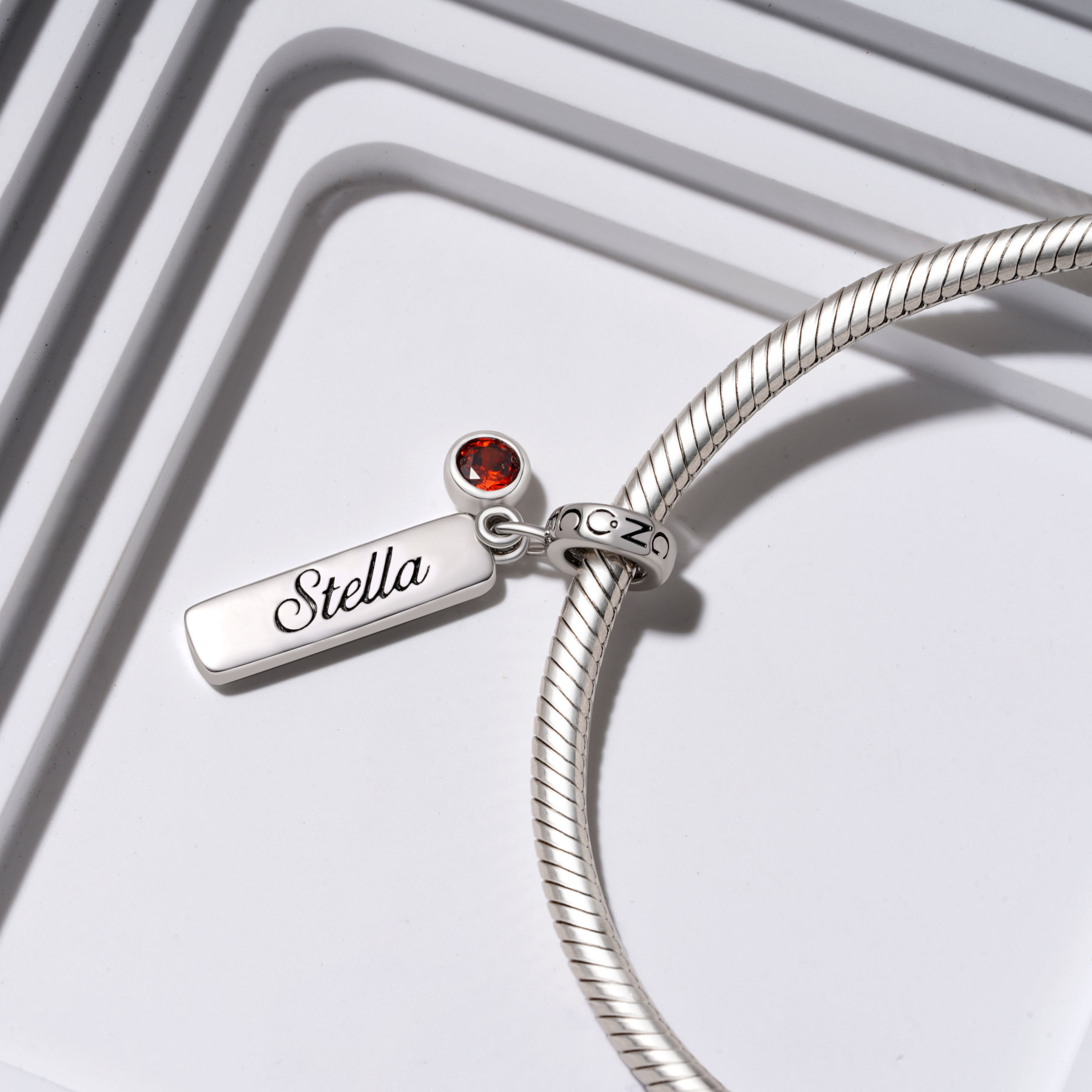 Bar Birthstone Engravable Pendant image number 2