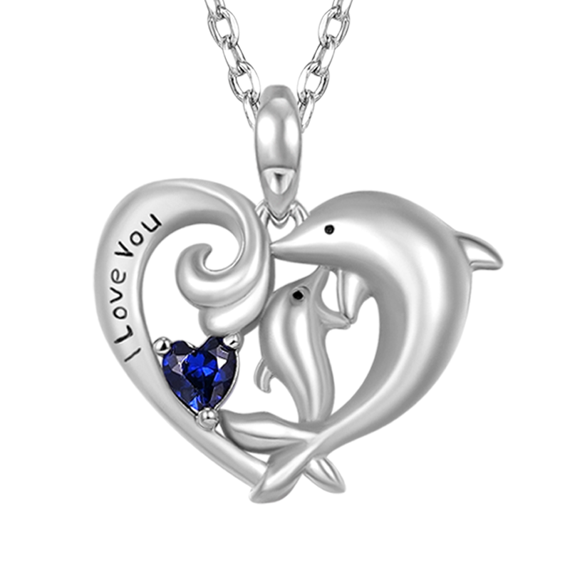 Dolphin & Baby Heart Necklace image number 0