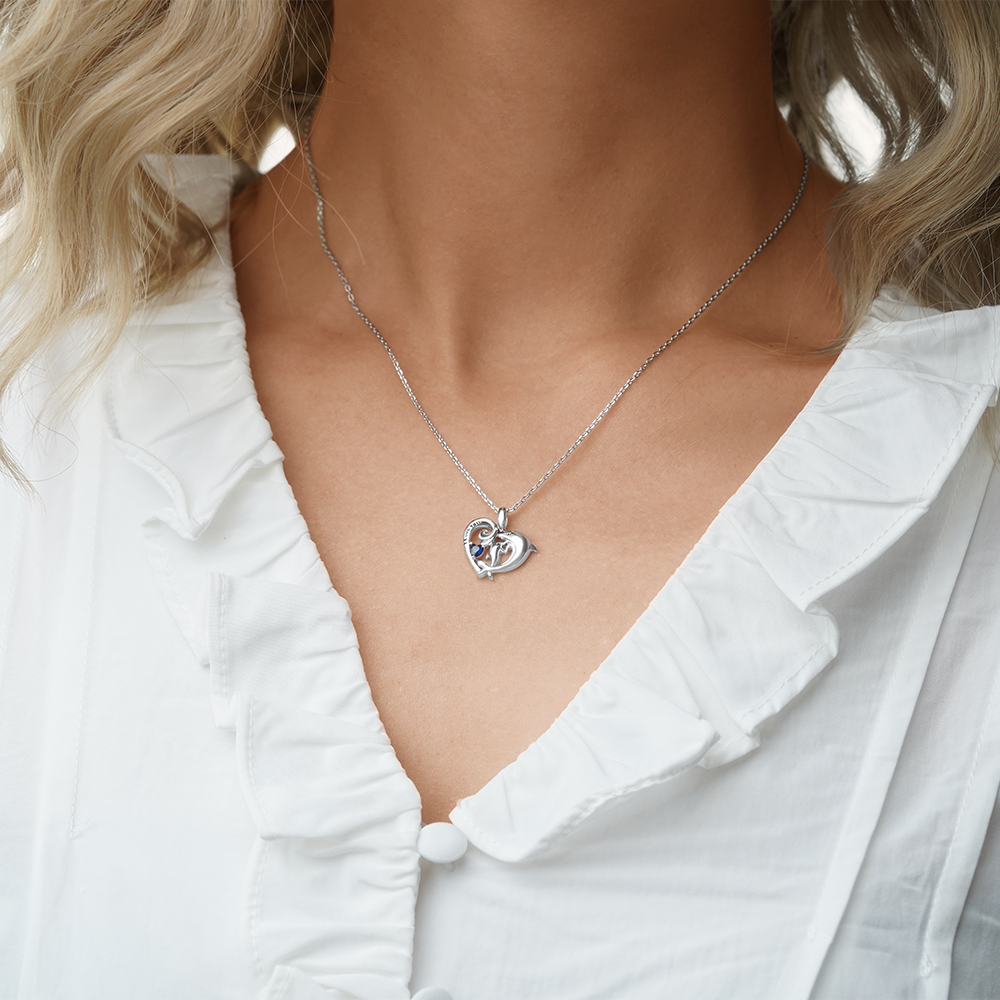 Dolphin & Baby Heart Necklace image number 3