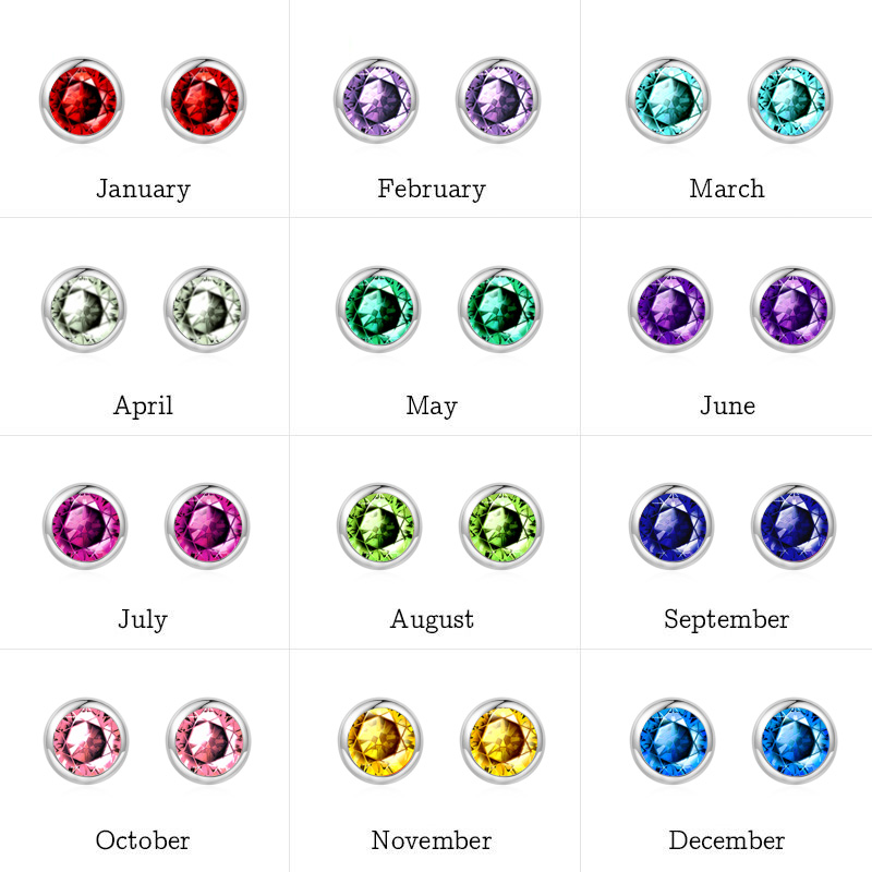 Birthstone Round Stud Earrings image number 4