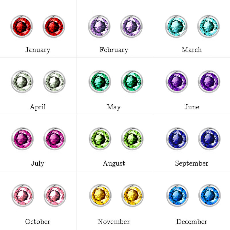 Birthstone Round Stud Earrings image number 4