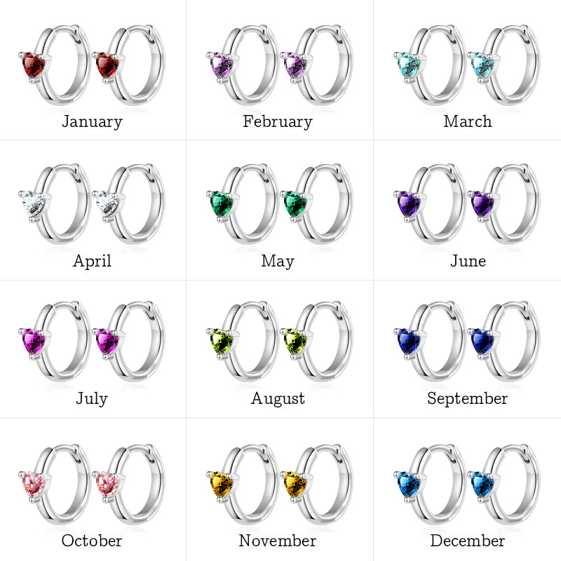 Birthstone Heart Hoop Earrings image number 5