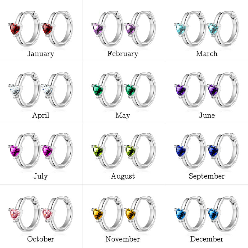 Birthstone Heart Hoop Earrings image number 5