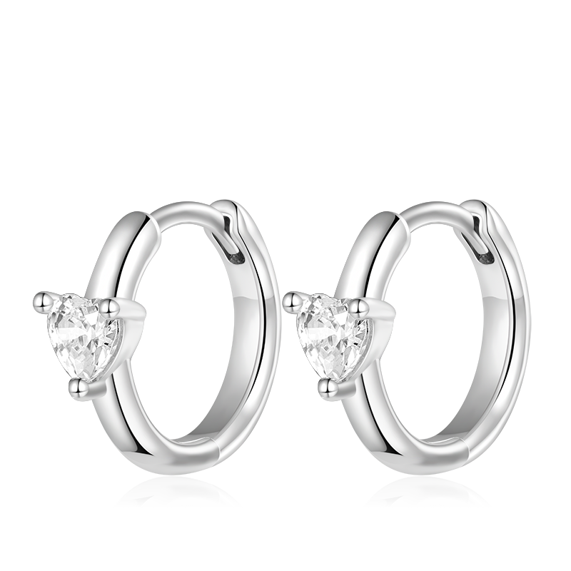 Birthstone Heart Hoop Earrings image number 1