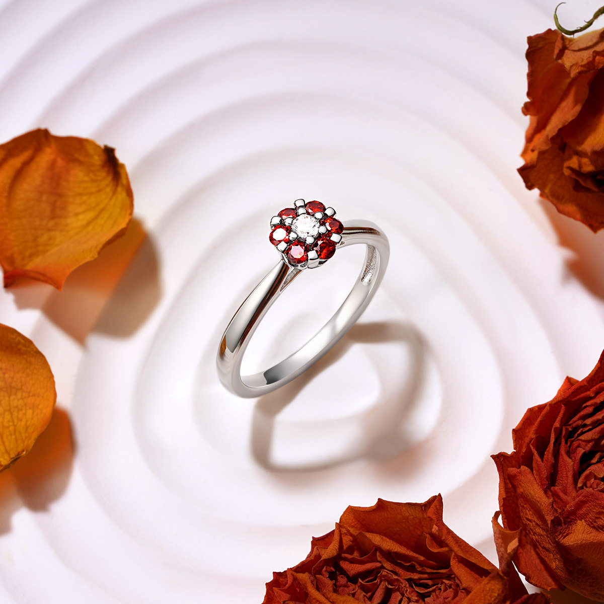 Birthstone Flower Ring image number 3