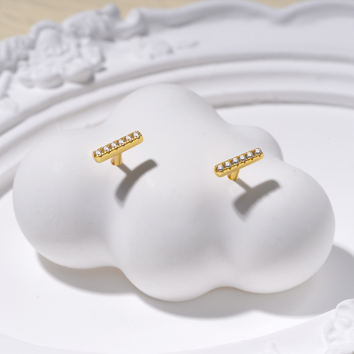 Dainty Bar Stud Earrings image number 1