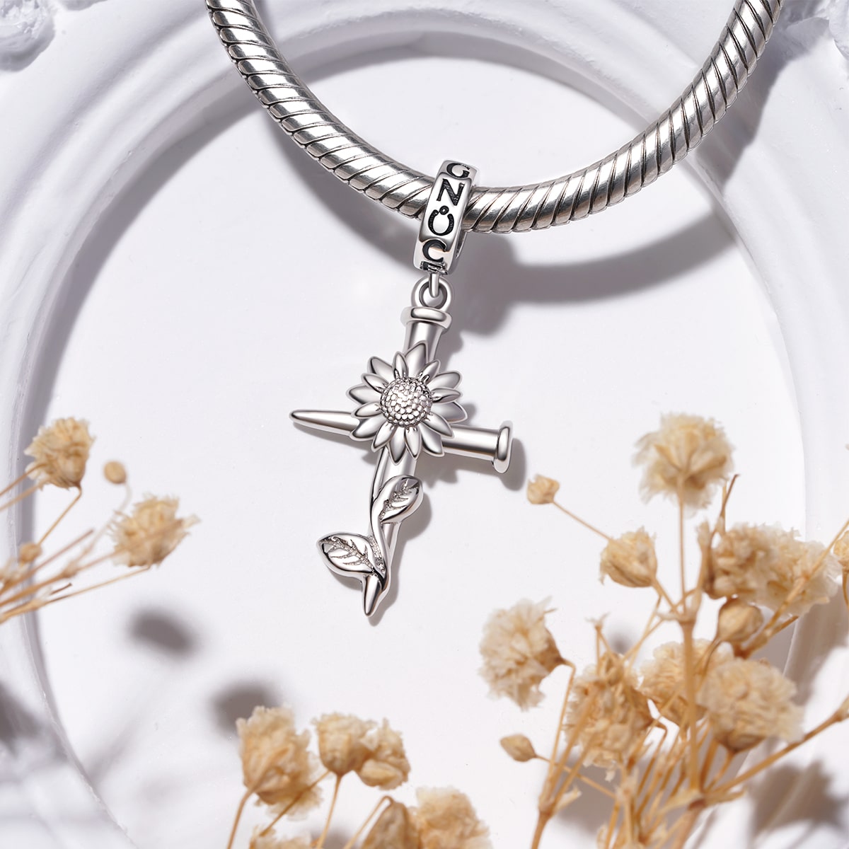 Sunflower Nail Cross Pendant image number 2