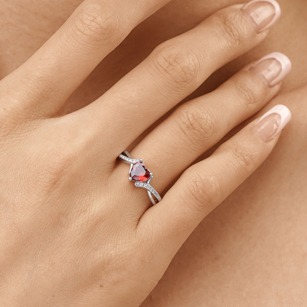 Heart Birthstone Ring image number 5