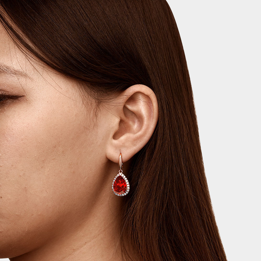 Pear-shape Birthstone Dangle Earrings image number 2