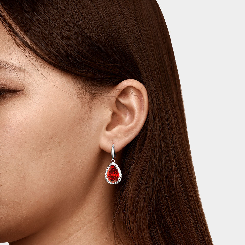 Pear-shape Birthstone Dangle Earrings image number 2