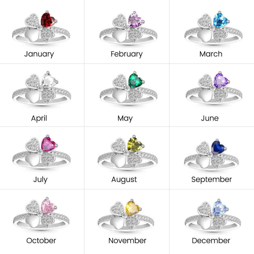 Four Leaf Clover Birthstone Ring image number 6