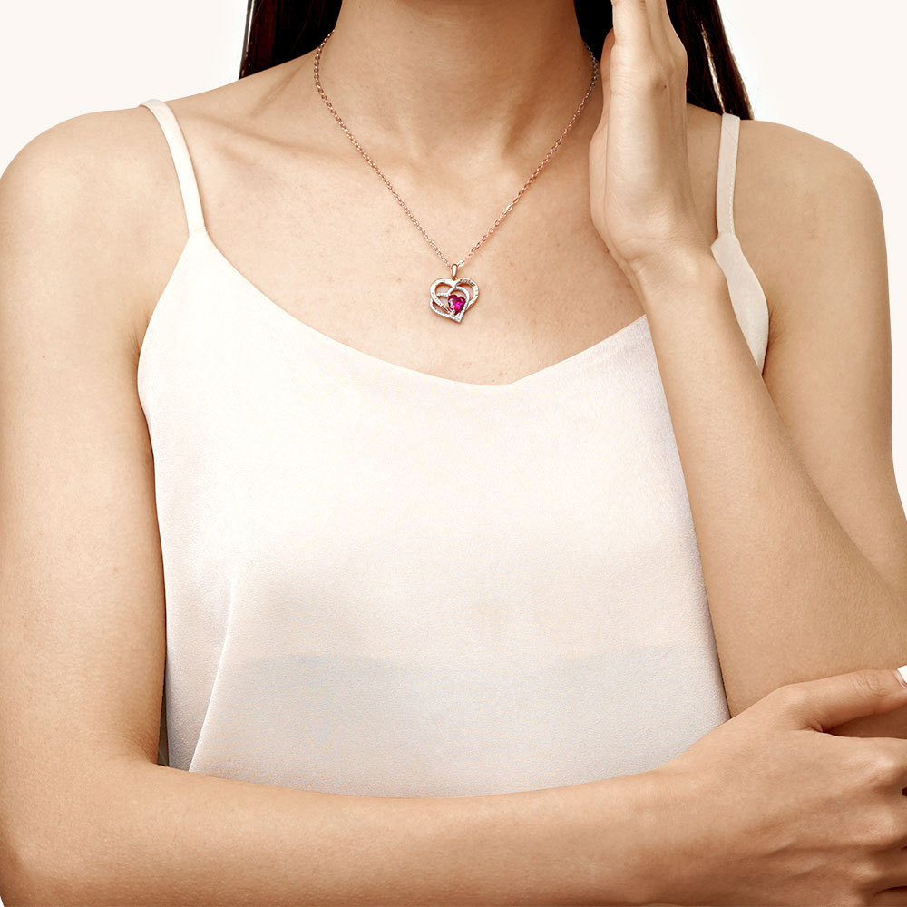 Birthstone Heart Necklace image number 2