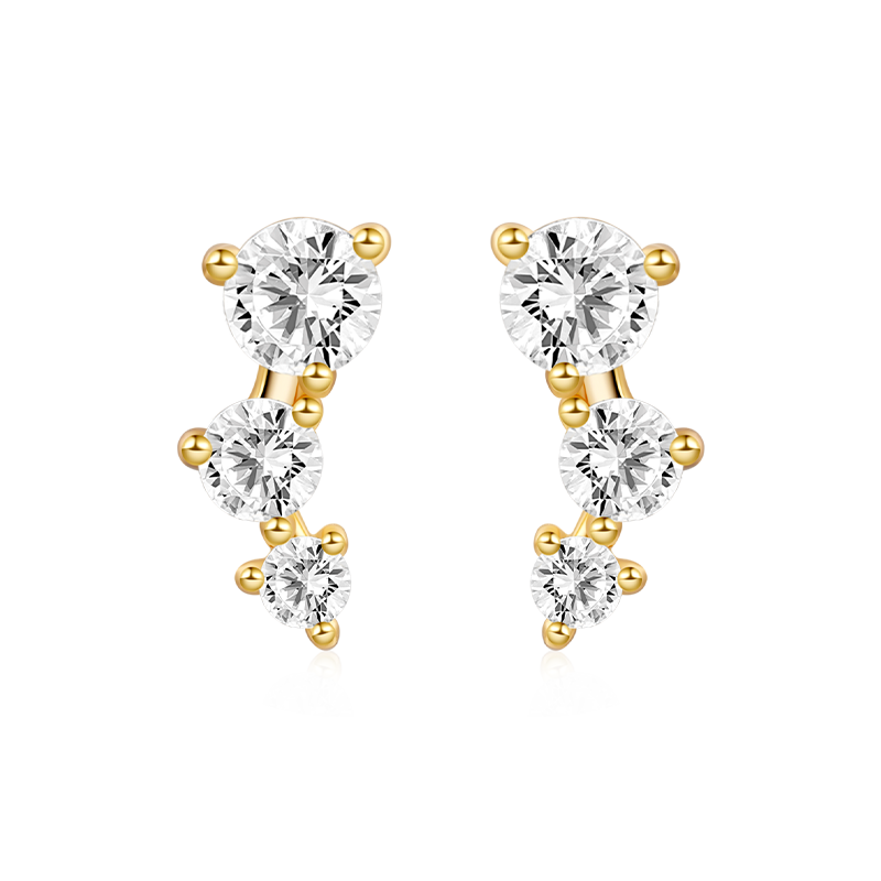 Three Stone Stud Earrings image number 0