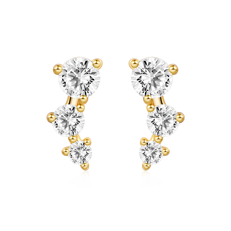 Three Stone Stud Earrings image number 0