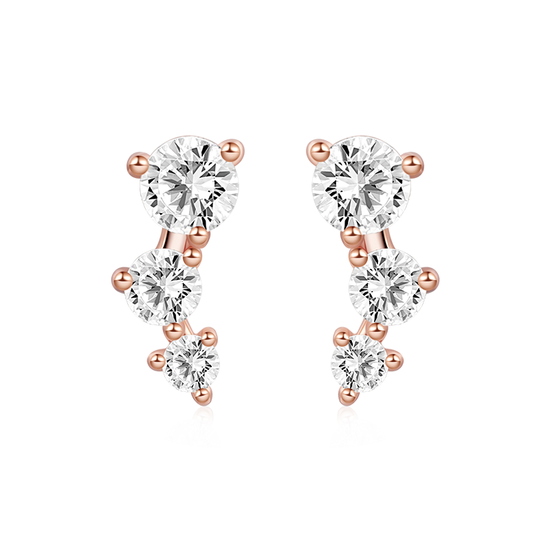 Three Stone Stud Earrings image number 1