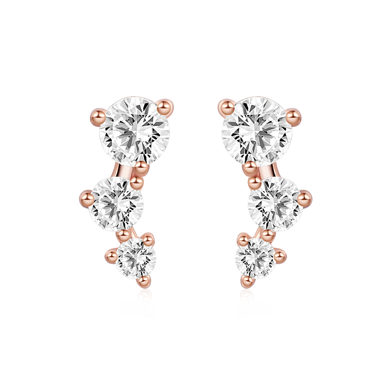 Three Stone Stud Earrings image number 0