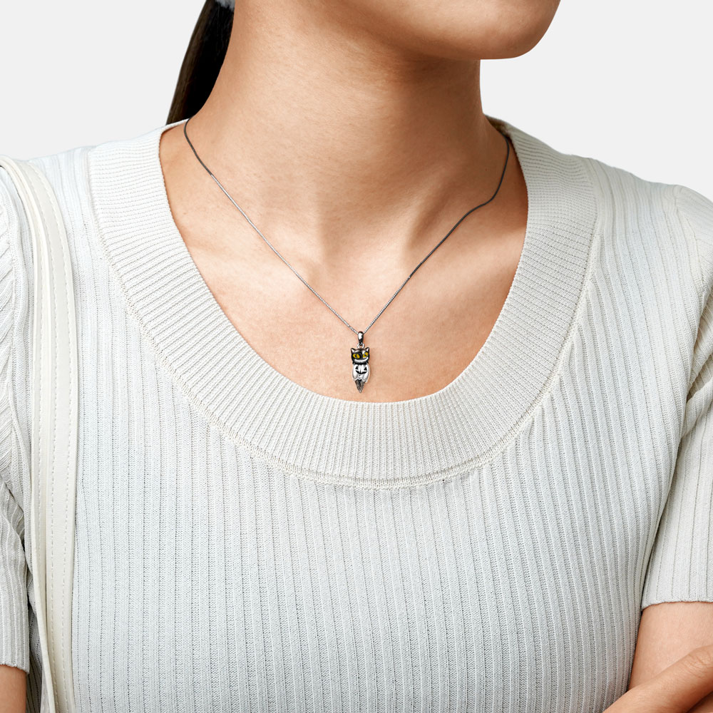 Cat & Pumpkin Cone Necklace image number 2