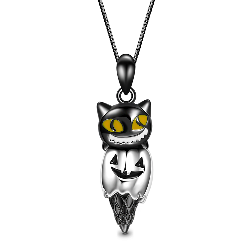Cat & Pumpkin Cone Necklace image number 0