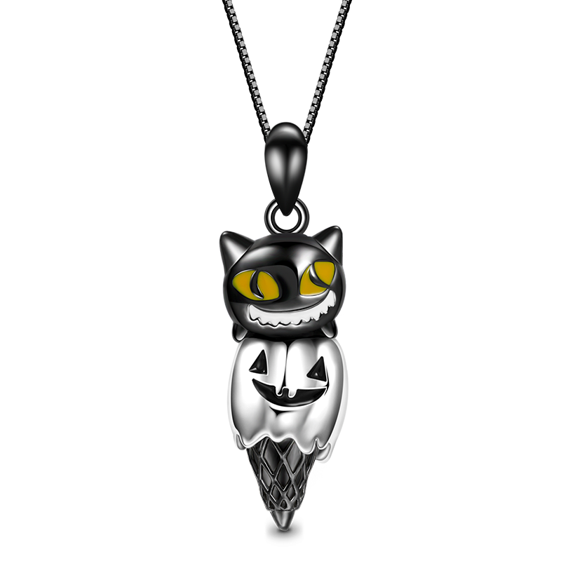 Cat & Pumpkin Cone Necklace image number 0