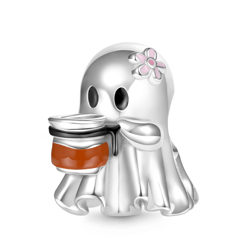 Ghost Drinking Coffee Charm image number 0