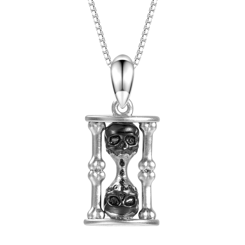 Skull Hourglass Necklace image number 0