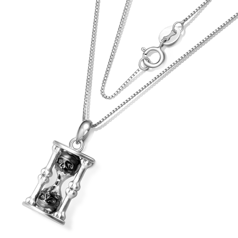 Skull Hourglass Necklace image number 1