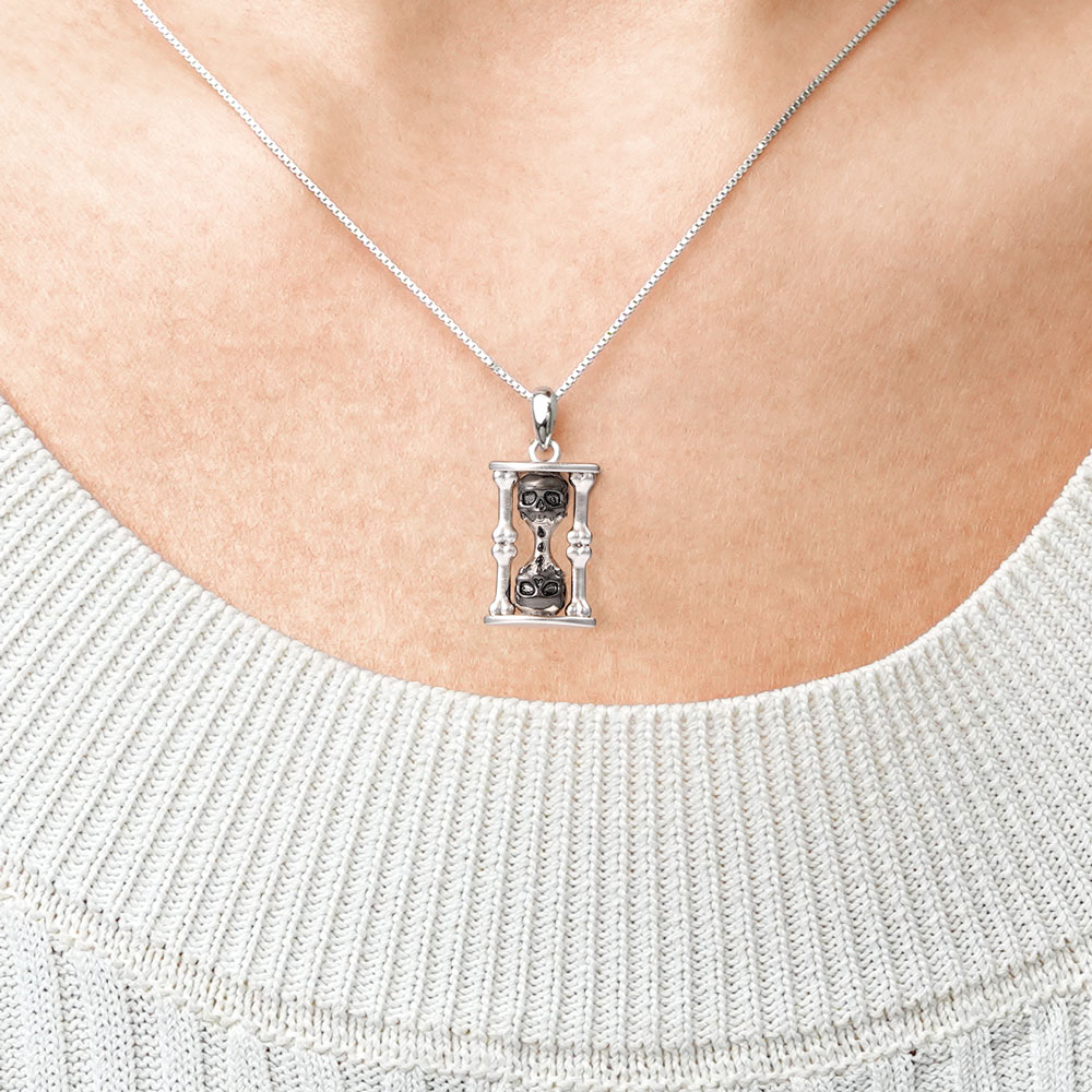 Skull Hourglass Necklace image number 3