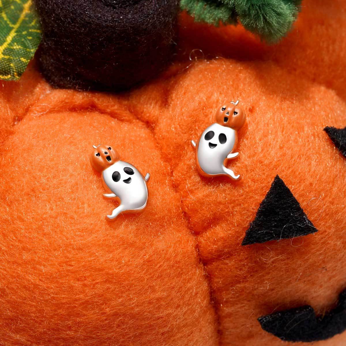 Spooky Pumpkin Stud Earrings image number 2