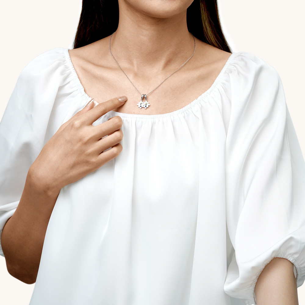 Engravable Couple Puzzle Pendant image number 5