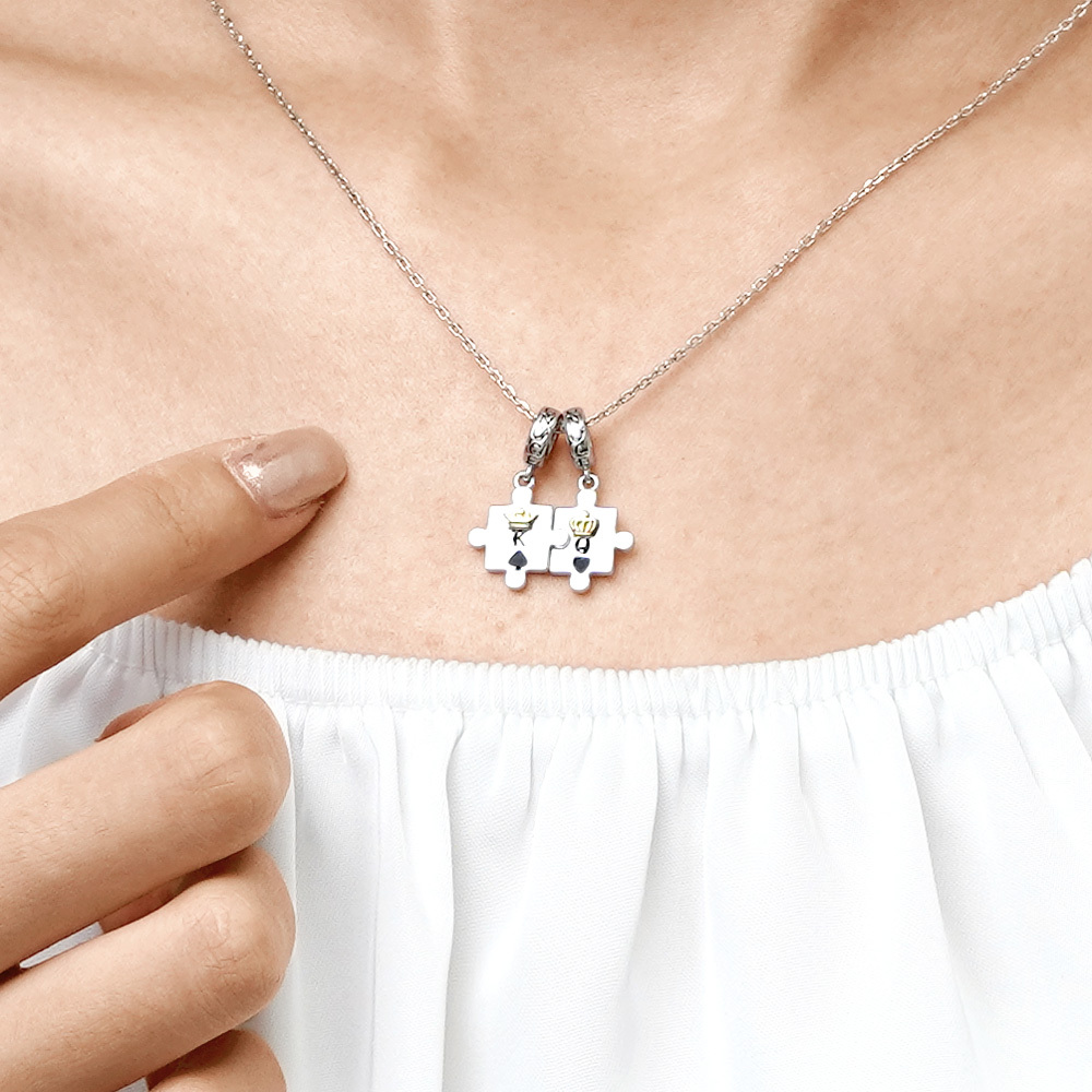 Engravable Couple Puzzle Pendant image number 6